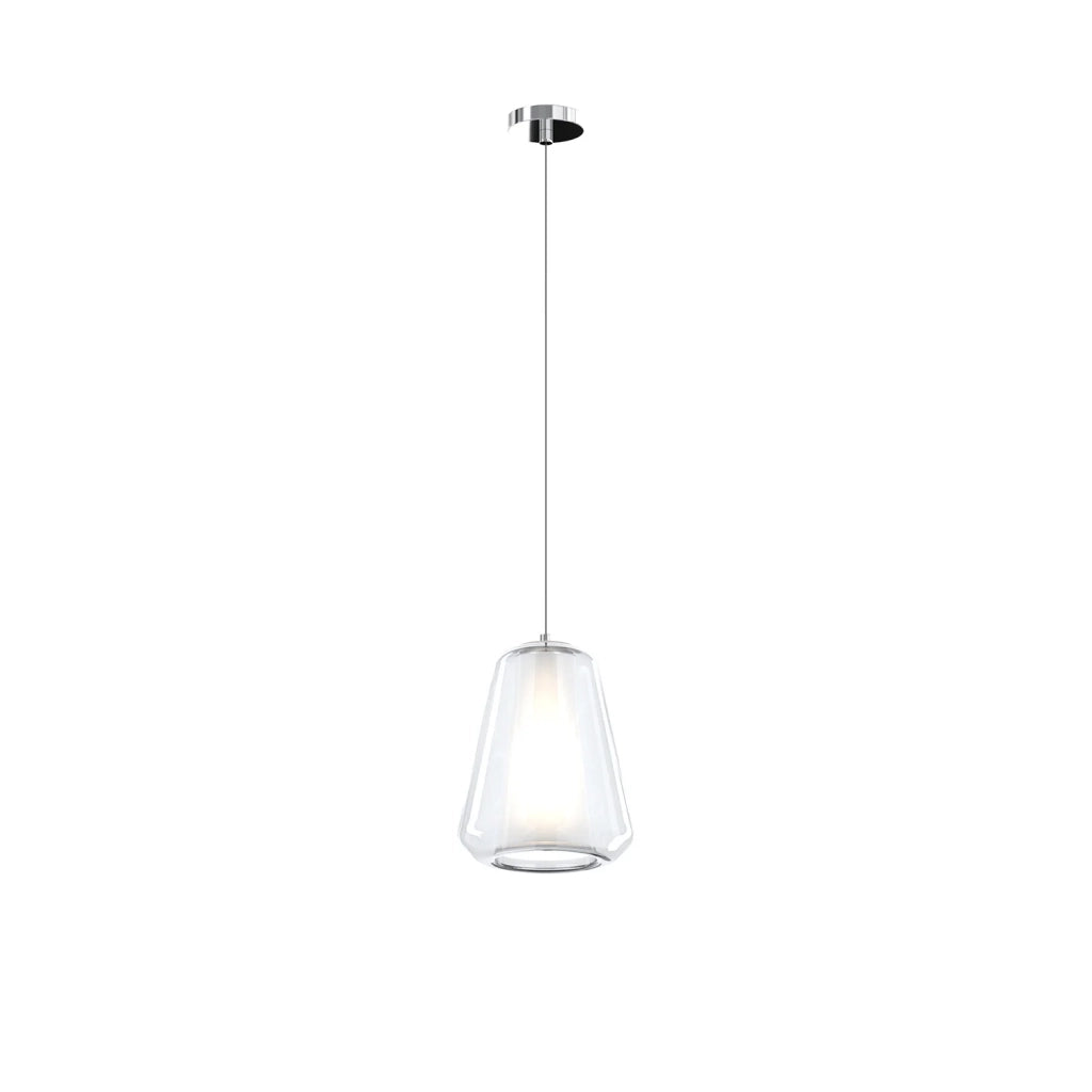 Sospensione Contemporanea Double Skin Gamma Metallo Cromo Vetro Trasp 1 Luce E27