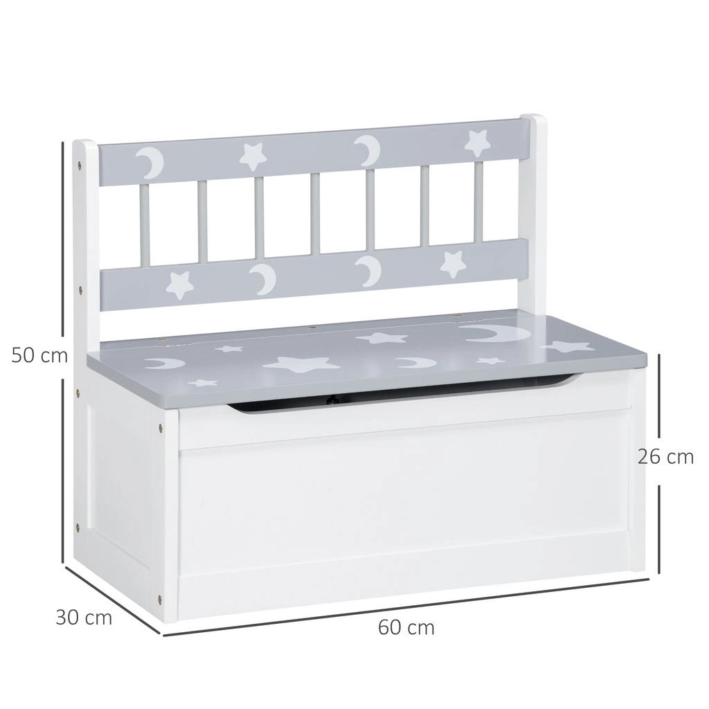 CASSAPANCA MODERNA PORTAGIOCHI CON LEVA A GAS 60X30X50 CM BIANCO E GRIGIO