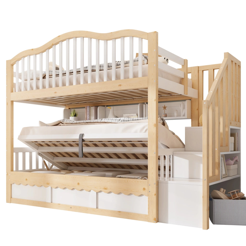 letto a castello in legno bianco e rovere 98 x 252 cm