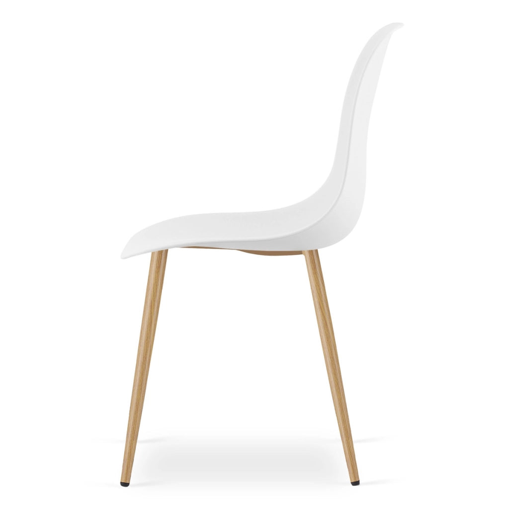 Set di 2 sedie scandinave WAT bianche con gambe effetto legno