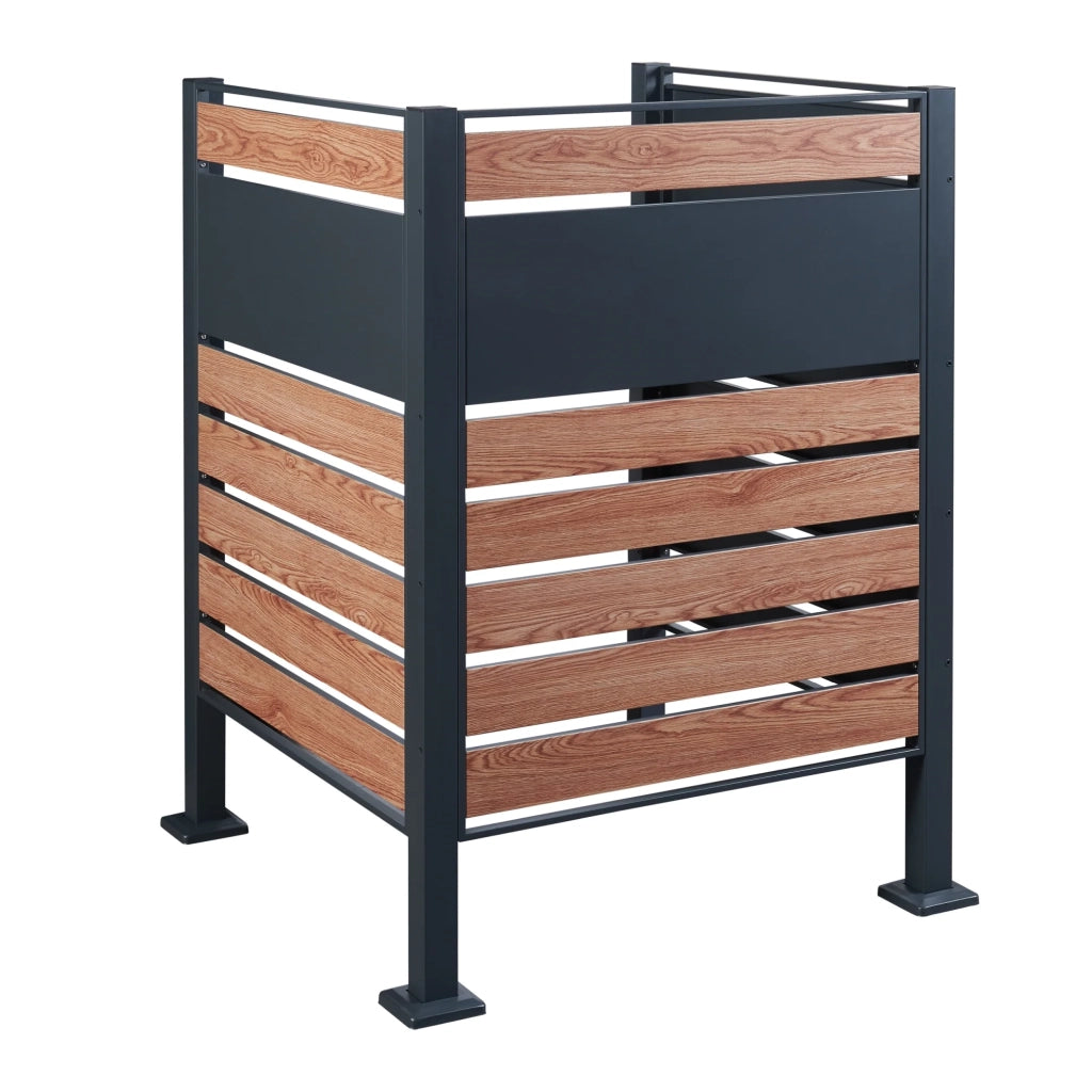 Contenitore per rifiuti in acciaio zincato 120 x 91 x 91 cm effetto legno antracite 03_0009096