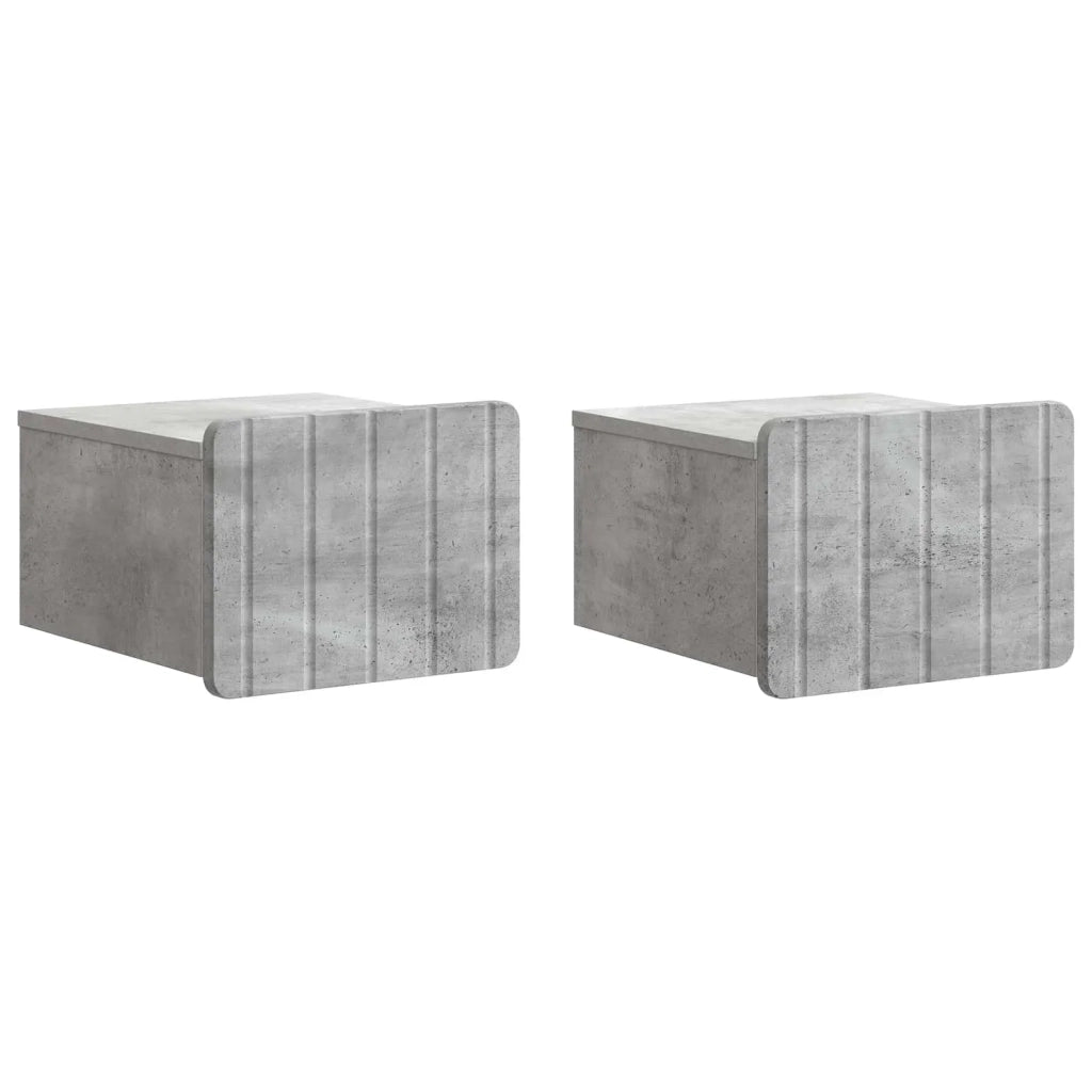 Mobiletto da notte a muro con cassetto 2 pcs Grigio Cemento