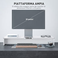 Supporto per Monitor 3 Vani 100x27x15 cm in Legno Bianco