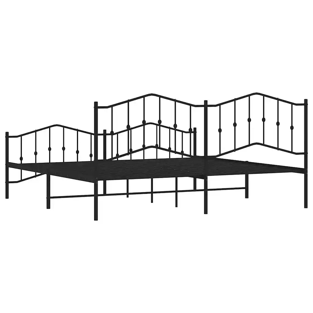 Giroletto con Testiera e Pediera Metallo Nero 193x203 cm 373813