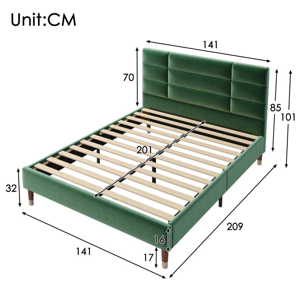 Letto matrimoniale 140x200 verde con materasso H3 e rete