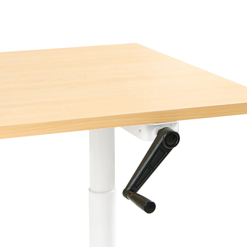 Scrivania regolabile manualmente bianco e marrone chiaro 180 x 60 cm Struttura in acciaio verniciato a polvere