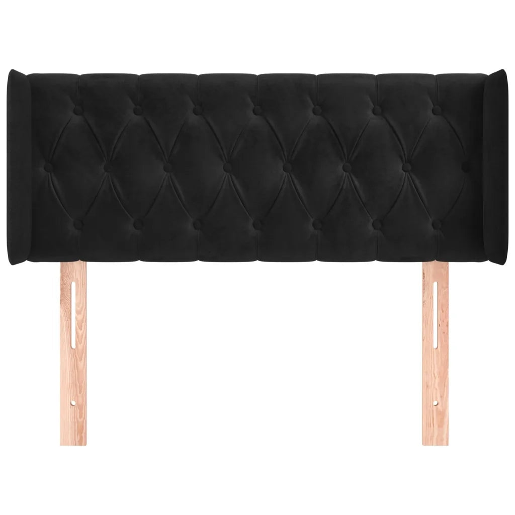 Testiera ad Orecchio Nera 103x16x78/88 cm in Velluto