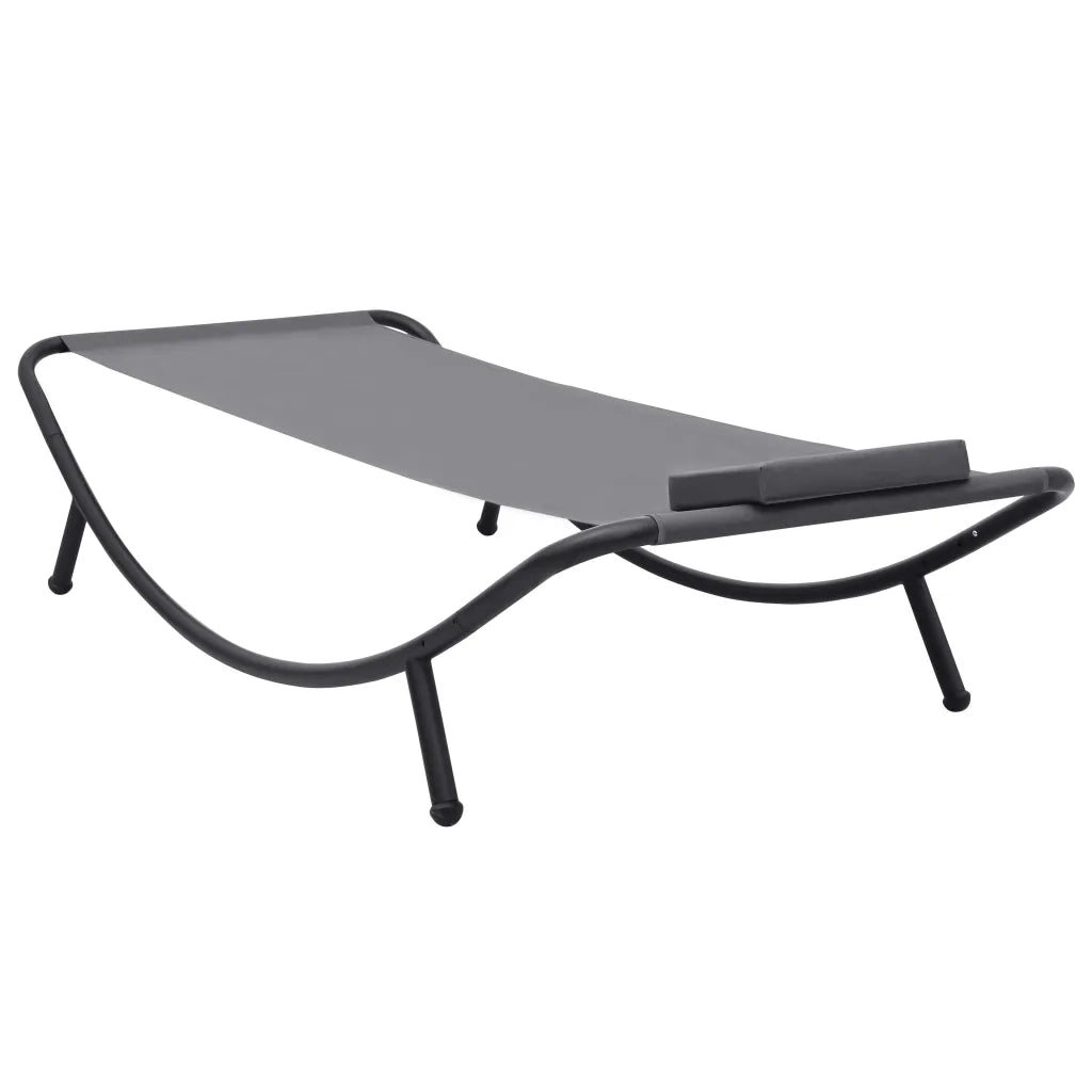 Lettino da Giardino Grigio 200x90 cm in Acciaio cod mxl 54946