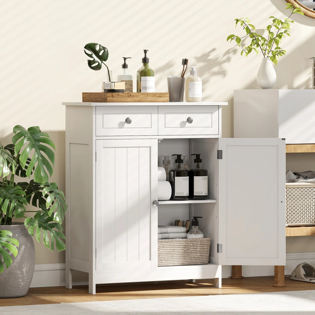 Mobile da bagno con 2 cassetti e ripiano regolabile ¨C zephmum ¨C 60x30x75 cm bianco