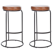 Set di 2 sedie da bar in ecopelle marrone con gambe in acciaio senza braccioli stile moderno soggiorno