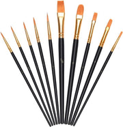 Set di pennelli acrilici - 10 diverse misure - pennelli nylon per artisti con punta liscia - per acrilico - Nero