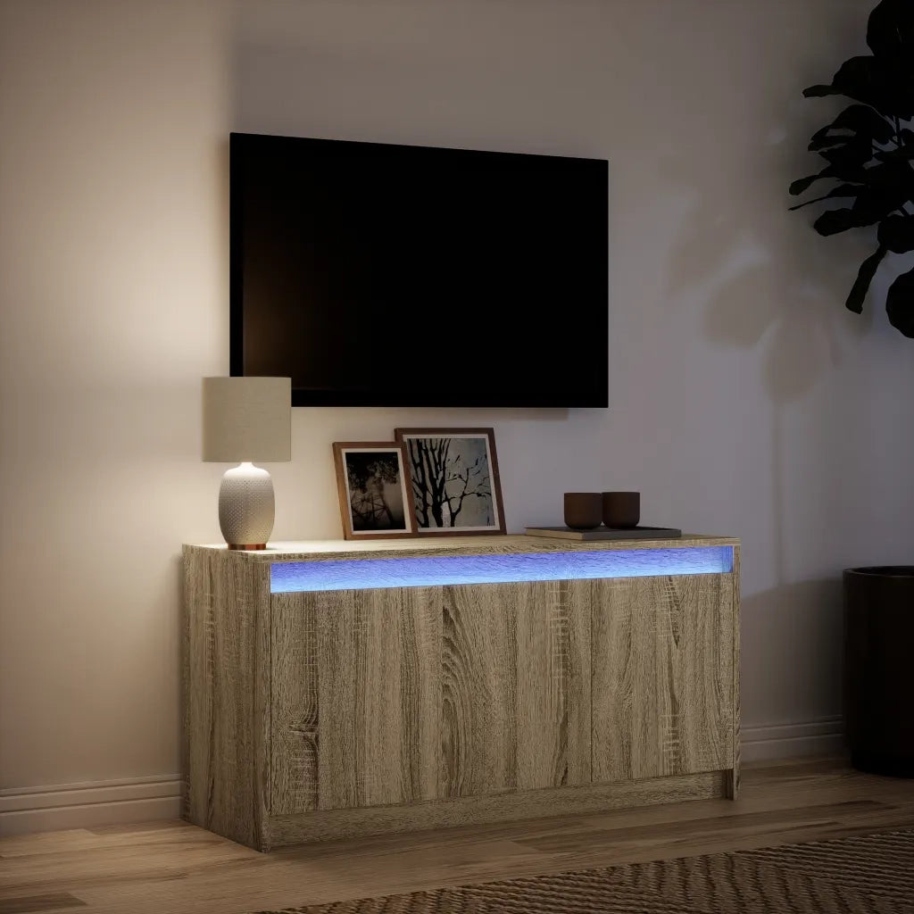 Mobile Porta TV con LED-Credenza per TV Rovere Sonoma 100x34x50cm in Truciolato 864809