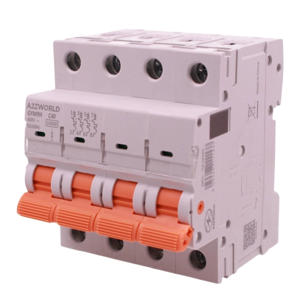 MCB Interruttore Magnetotermico Trifase 380V Curva C 4P 4M 10000A AC 400V IP20 GYM9H, Accoppiabile Con Bobina di Sgancio GA01231 GA01232, Disponibili 25A 32A 40A 63A (C40A)