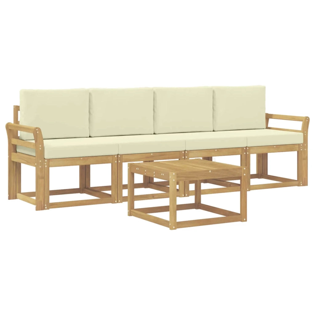 Set di divani da esterno con cuscino 5 pcs Bianco e Crema 3387209