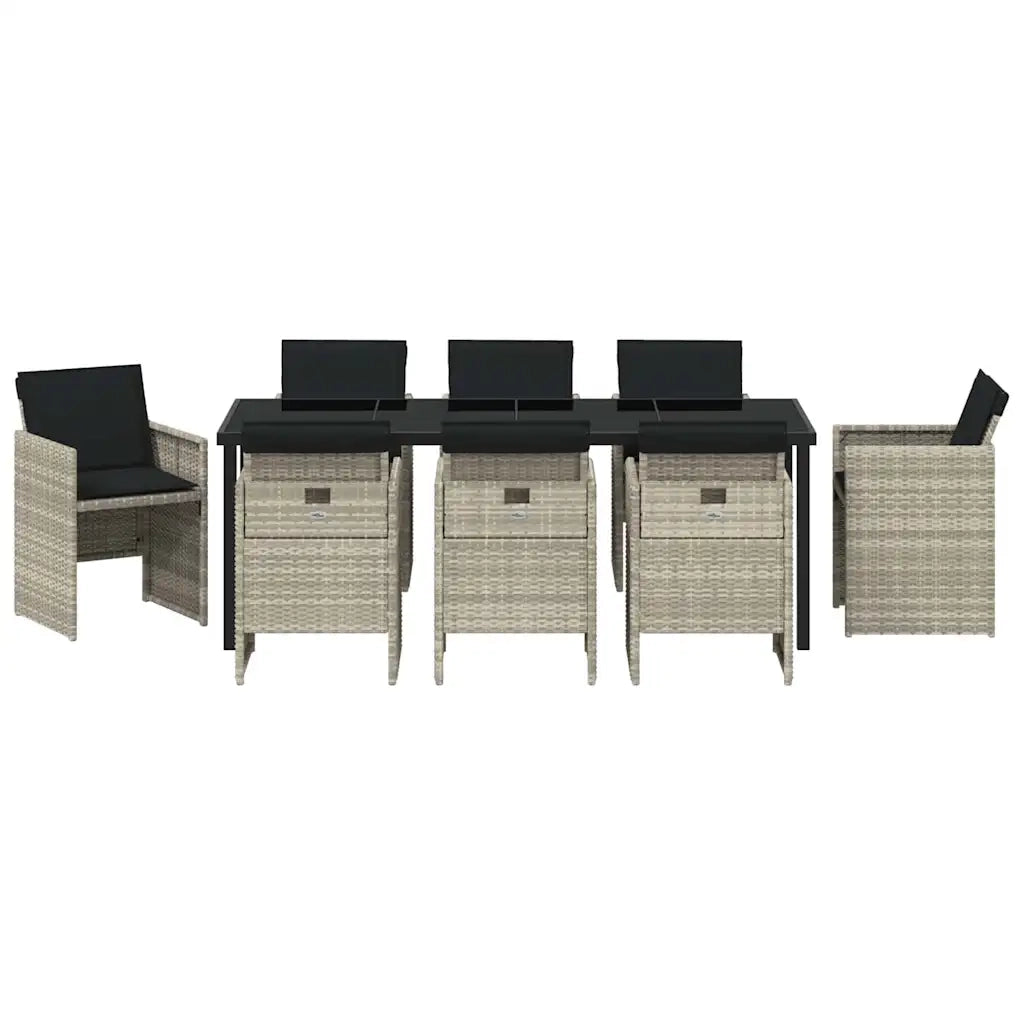 Set da Pranzo per Giardino 9 pcs Grigio chiaro polyrattan 3380612