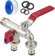 Doppio rubinetto a 90 gradi - G1/2 - vite maschio - rubinetto in ottone - acqua calda/fredda - progetto a 2 vie - rubinetto in ottone verniciato a lunga durata - rubinetto a due vie