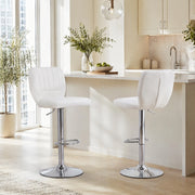SGABELLO BAR Girevole Regolabile 62-83 cm PU Bianco Cromo