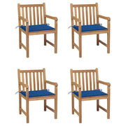 Sedie da Giardino 4 pz con Cuscini Blu Reale Massello di Teak cod mxl 8323