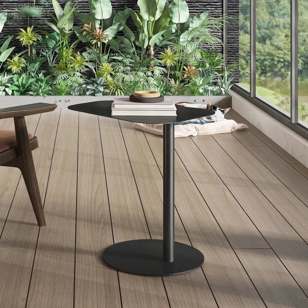 Tavolino Laterale da Divano Nastätten Metallo Piano Trapezoidale - Nero opaco [en.casa]