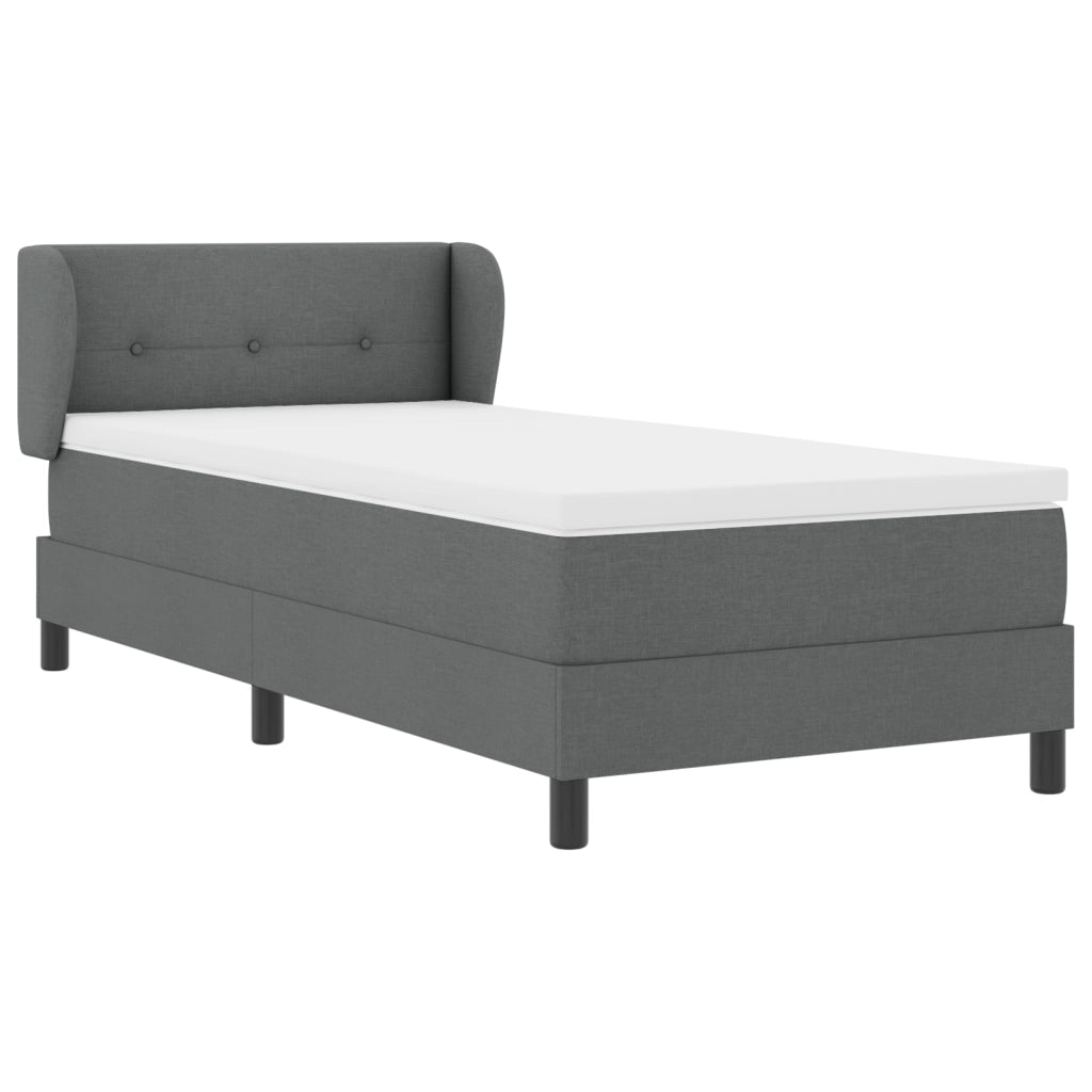 Letto a Molle  con Materasso Grigio Scuro 90x200 cm in Tessuto