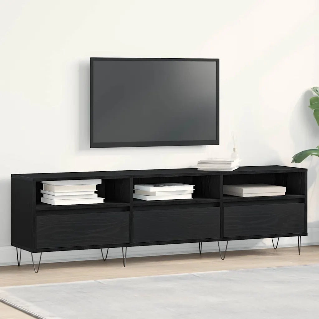 Mobile TV Rovere Nero 150 x 30 x 44,5 cm Legno multistrato 862877