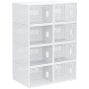 SCARPIERA MODULARE IN PP CON 8 CUBI CONTENITORI E PORTA MAGNETICA, 25X35X19 CM, BIANCO E TRASPARENTE