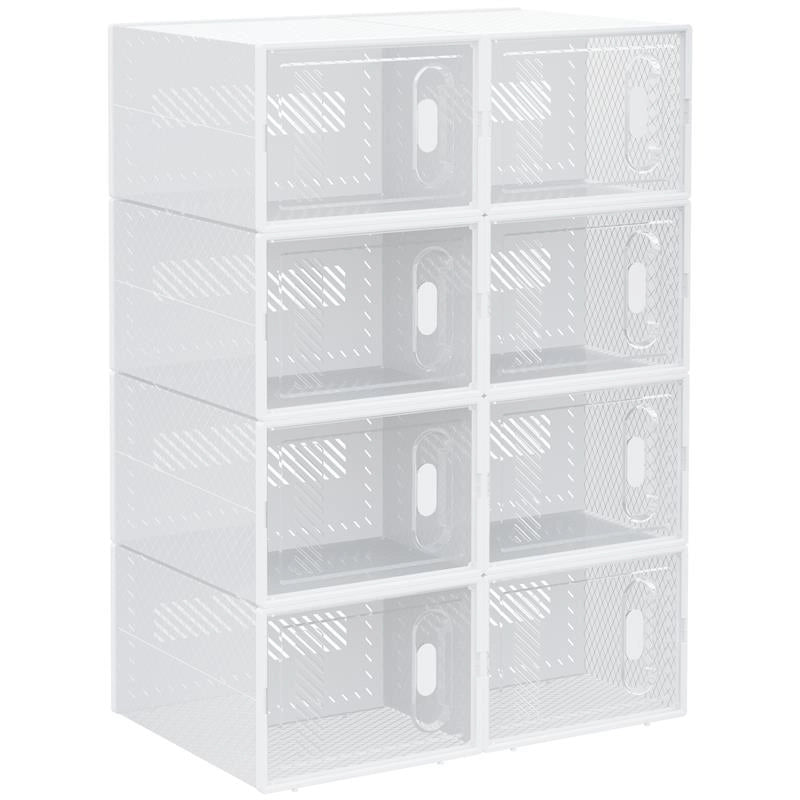 SCARPIERA MODULARE IN PP CON 8 CUBI CONTENITORI E PORTA MAGNETICA, 25X35X19 CM, BIANCO E TRASPARENTE