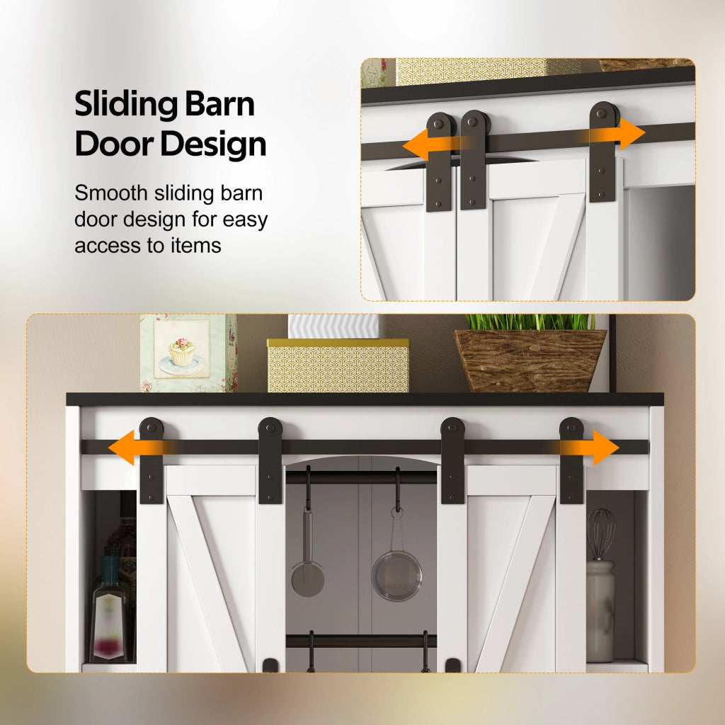 Mobile pensile da cucina con 2 ante scorrevoli e ripiani regolabili; 80x31x76 cm; MDF bianco