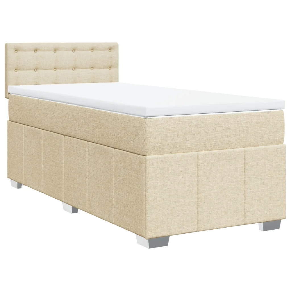 vidaXL Giroletto a Molle con Materasso Crema 90x190 cm in Tessuto