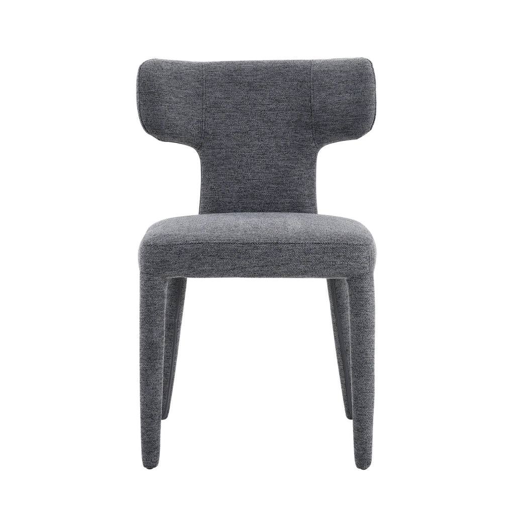 Set di 2 sedie da pranzo con schienale a T in tessuto grigio