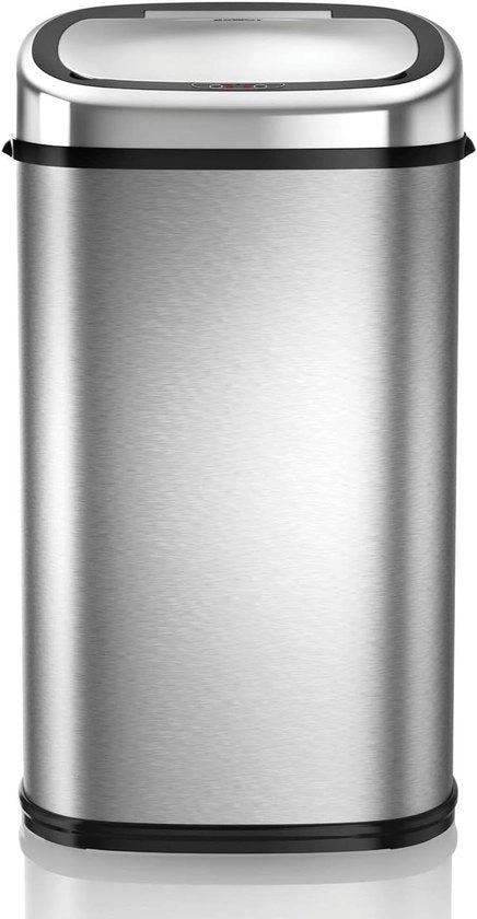 Sensore di Cassetta della Spazzatura in Acciaio Inossidabile con Chiusura Automatica Soft-Close e Sovraposizionamento Manuale 58L Argento