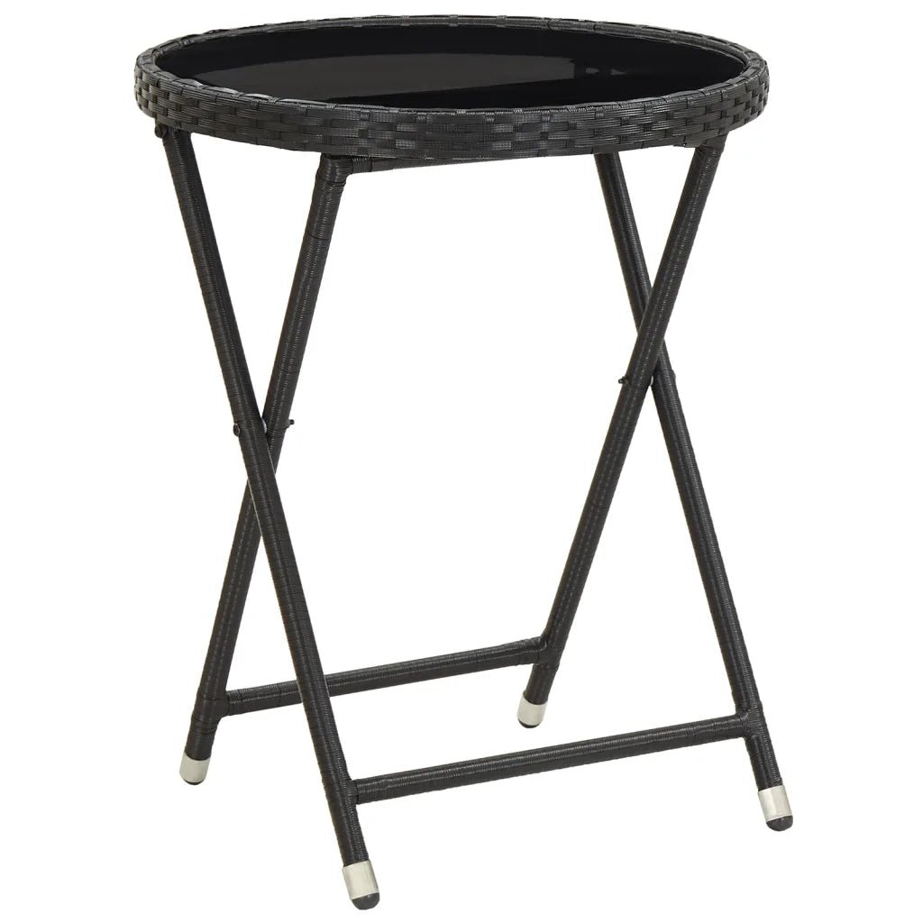 Set da Bistrot per Giardino 5pz Polyrattan Vetro Temperato Nero 3058394