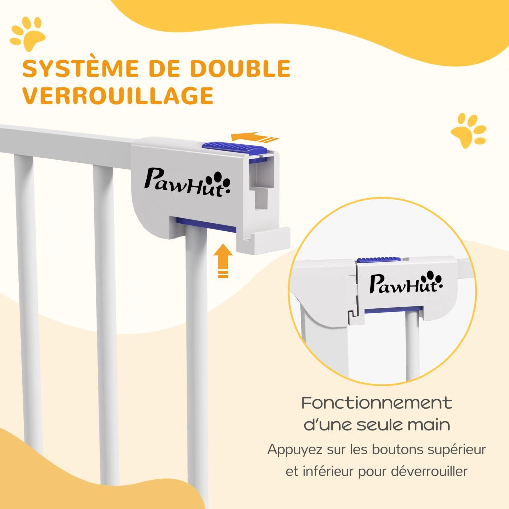 Barriera per cani a 3 pannelli pieghevole con porta ¨C zephmum ¨C bianco