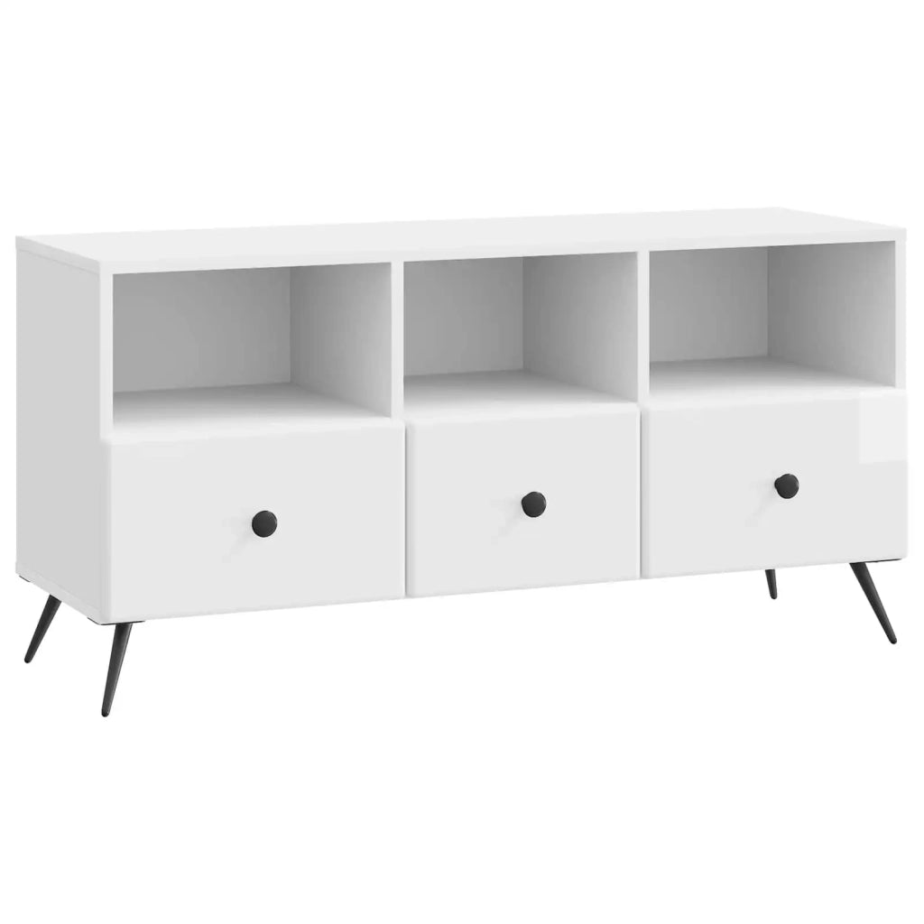 Mobile TV Bianco Lucido 102 x 34,5 x 50 cm Legno ingegnerizzato