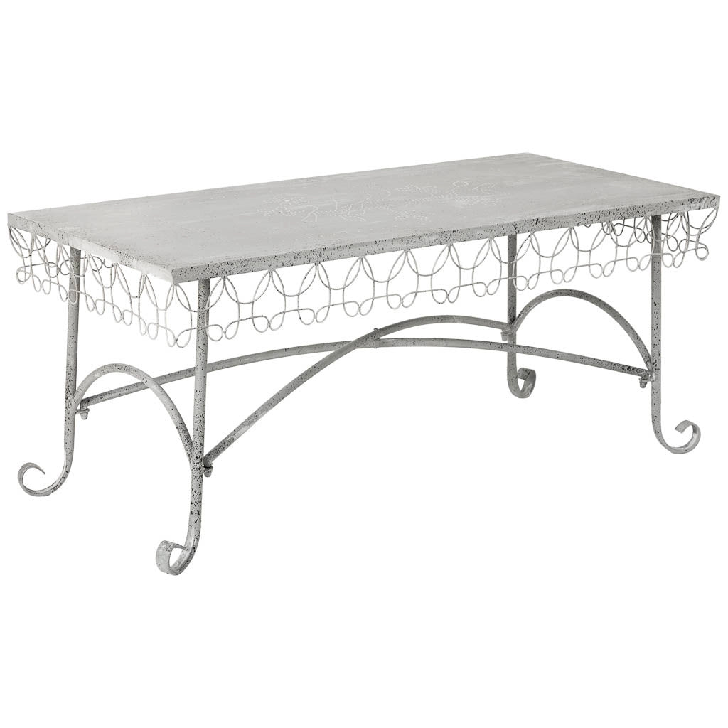 Tavolino in metallo 120,65x56,52x52,07h cm grigio