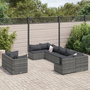 Set Divano da Giardino 9 pz con Cuscini Grigio in Polyrattan