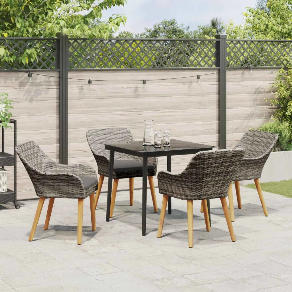 Set da Pranzo per Giardino con cuscino 5 pcs Grigio polyrattan 3261678