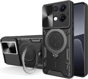Hoesje ultradun schoccorientato per Oppo Reno13 5G, anti-abbagliamento militare con standard metallico magnetico e protezione per la camera, nero