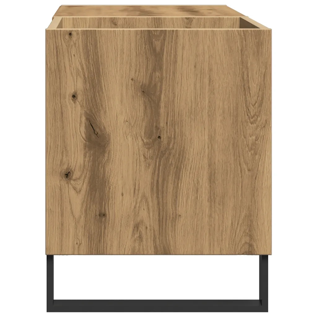 Mobiletto portadischi classico e funzionale per soggiorno 84,5 x 38 x 48 cm finitura in rovere ingegnerizzato realizzato artigianalmente 02_0051125