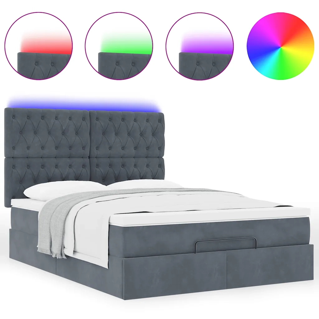 Struttura Letto Pouf con Materassi 140x190 cm Velluto 3314391