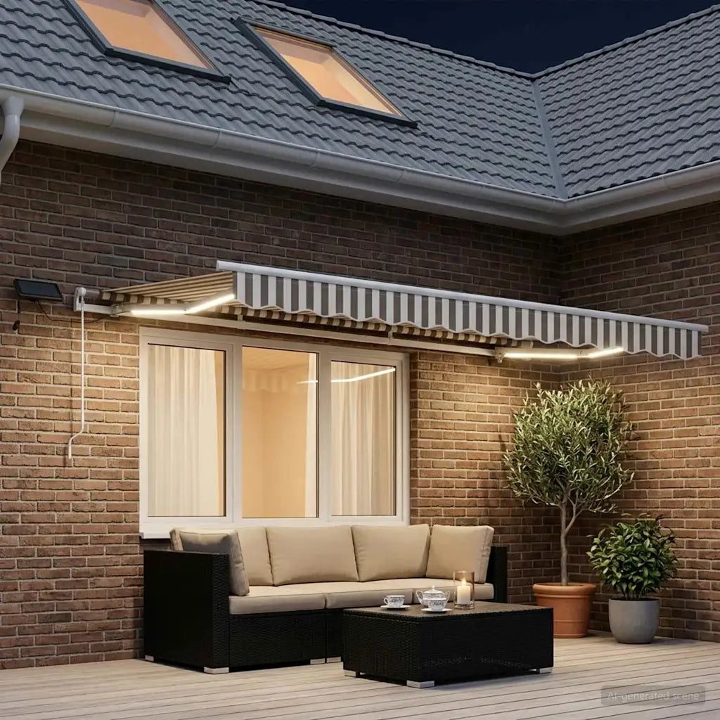 Tenda retrattile Grigio chiaro e bianco 300 x 250 cm 3425835