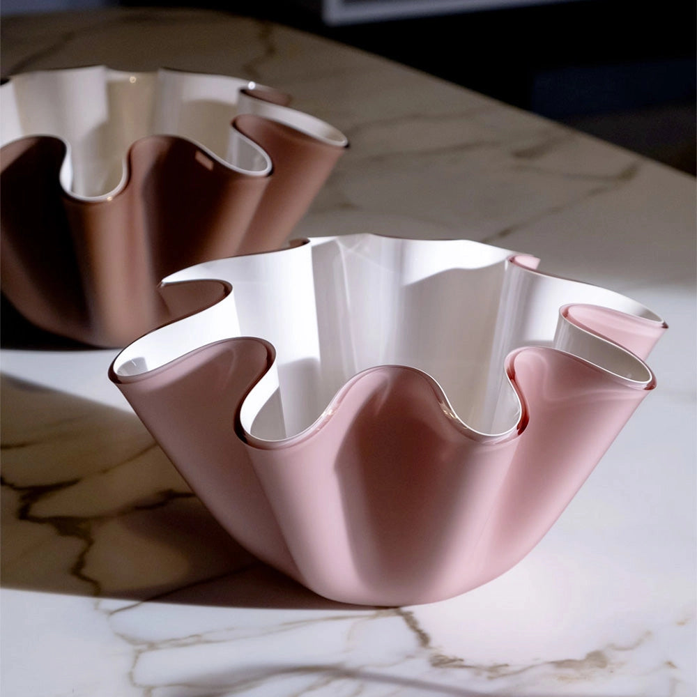 PORTAVASO CONTENITORE SOFT IN CRISTALLO ACRILICO BIANCO E ROSA CIPRIA