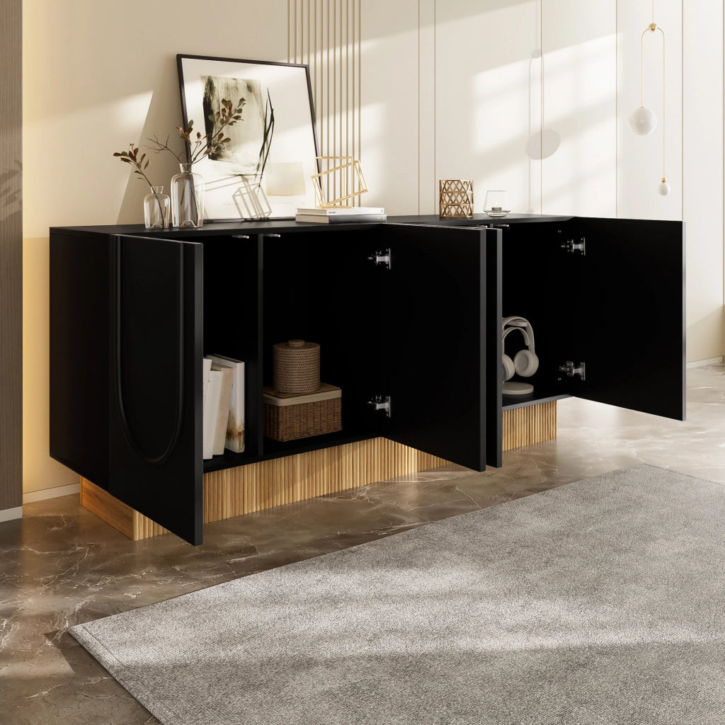 Credenza Moderna 4 Ante ¨C Xylo ¨C Legno, Ripiani, Soggiorno, 160x75x38