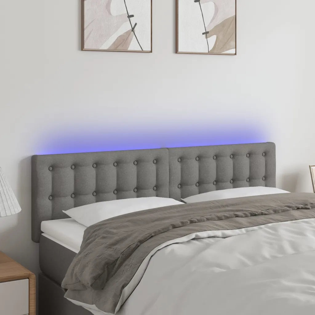 Testiera | Testata a LED Grigio Scuro 144x5x78/88 cm in Tessuto