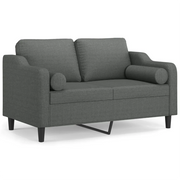 Divano | Divano da soggiorno | Sofa a 2 Posti con Cuscini Grigio Scuro 120 cm in Tessuto