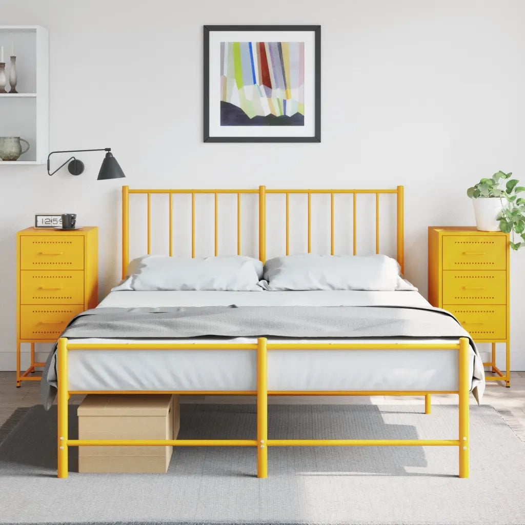 Comodini 2 pz-Set di 2 Tavolino da notte Giallo Senape 36x39x78 cm in Acciaio 589183