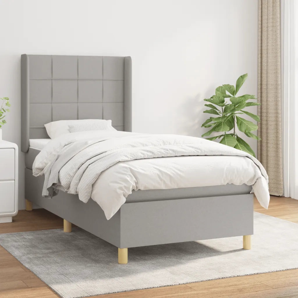 Giroletto a Molle con Materasso Grigio Chiaro 90x190 cm Tessuto 3131953