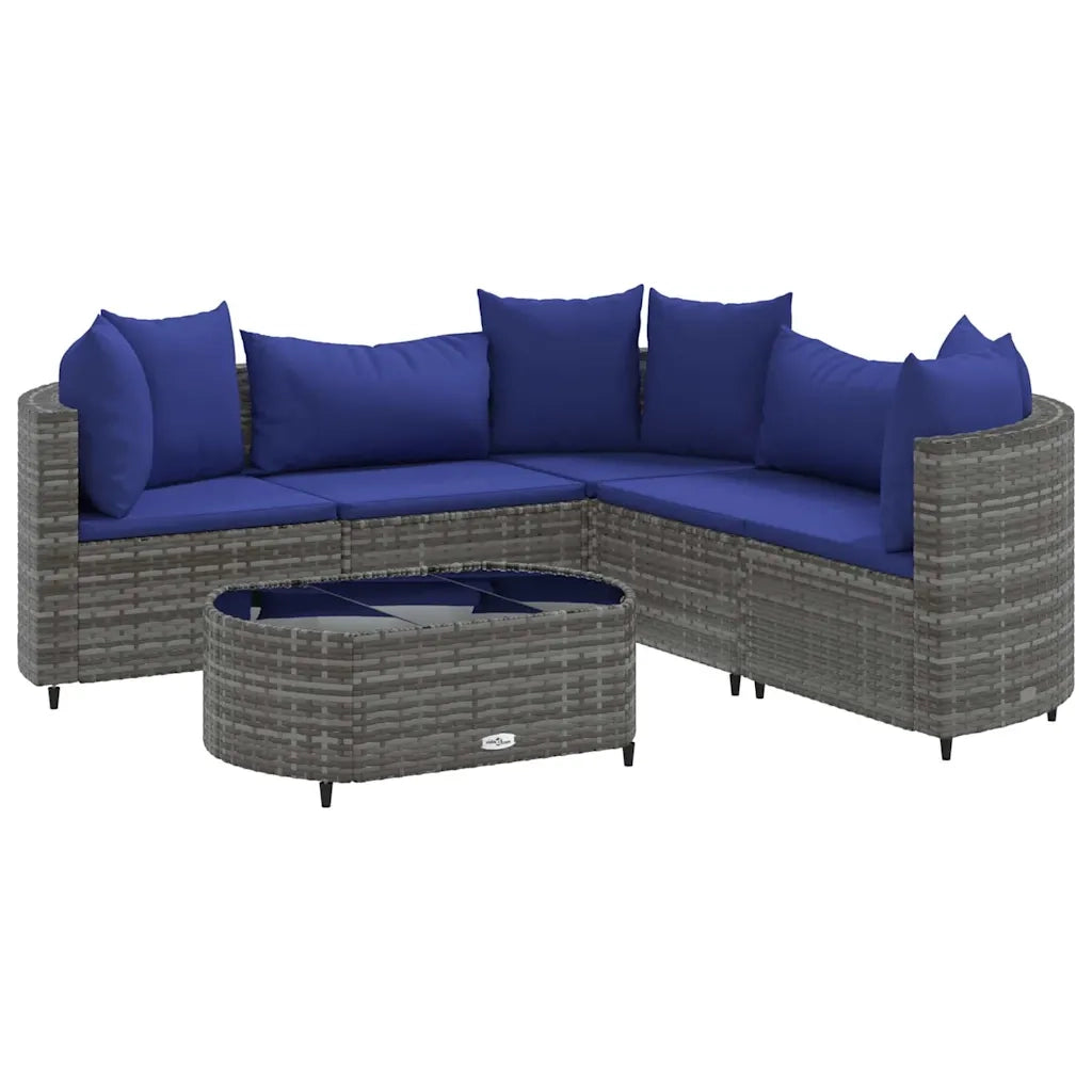 vidaXL Set Divano da Giardino 6 pz con Cuscini Grigio in Polyrattan
