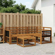 Set di divani da esterno 5 pz Naturale Legno di Acacia Massello 3385190