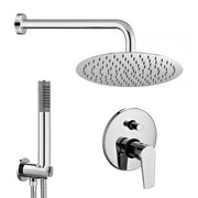 Set doccia tondo cromo 2 vie braccio 35 cm soffione 25 cm e kit doccino inclusi linea Erika